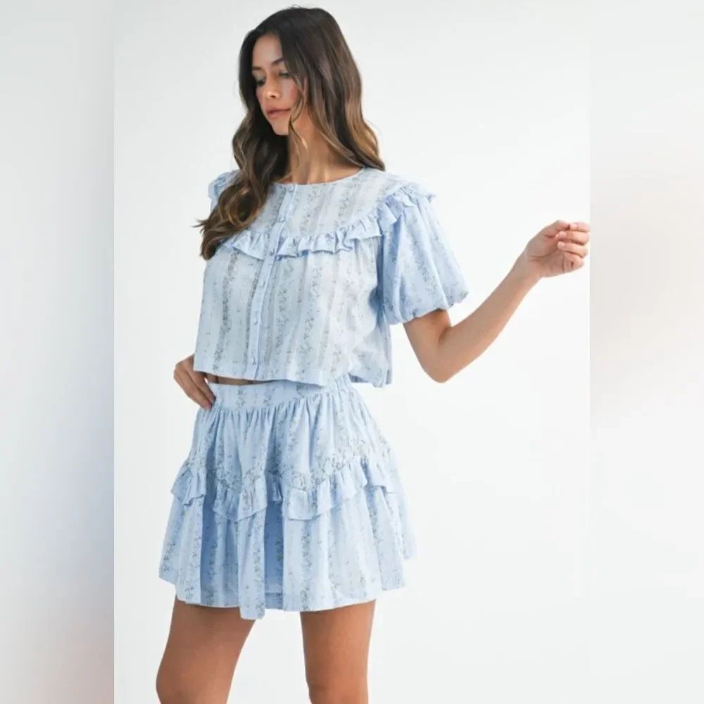 Light Blue Ruffled Two-Piece Set - Picture 6 of 16